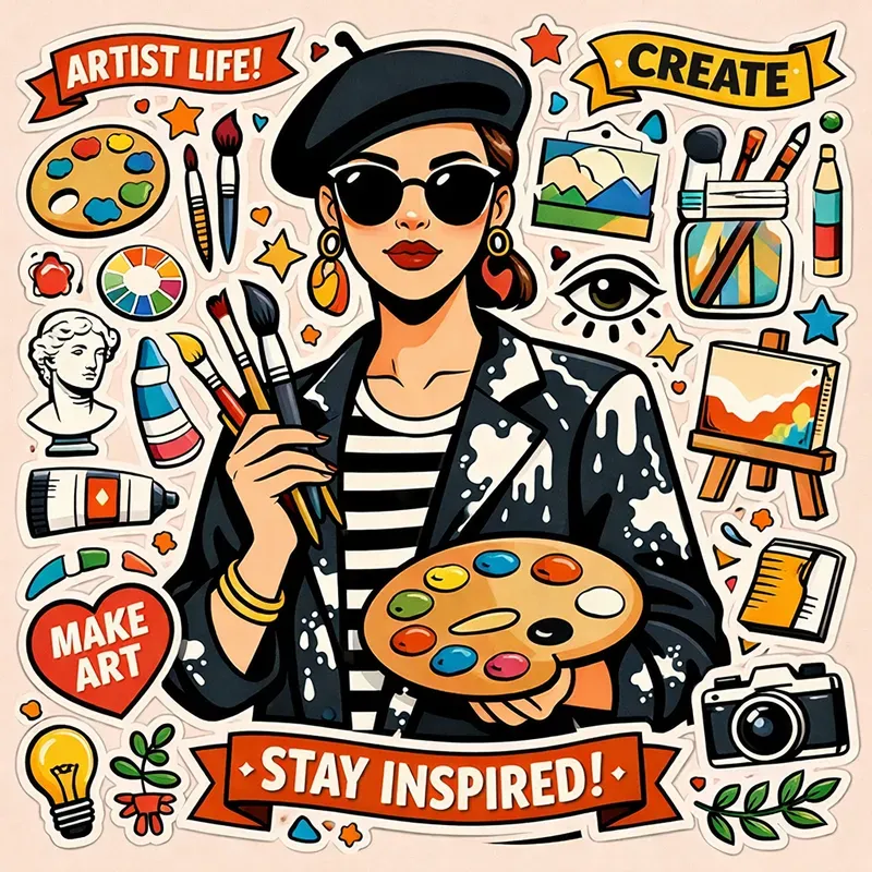Fashion Sticker Board Portraits