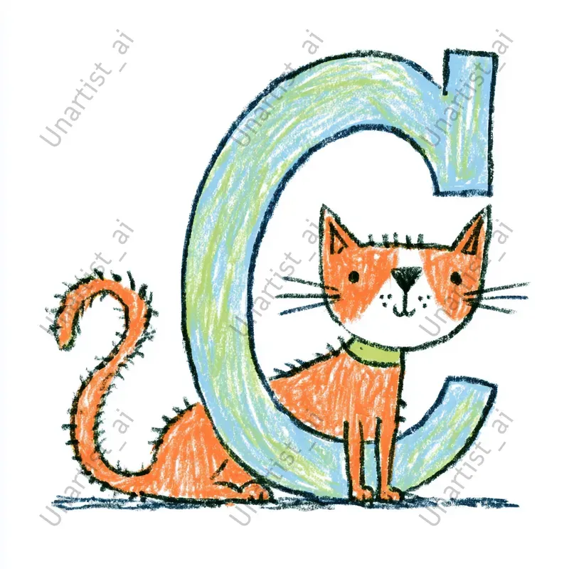 Childlike Crayon Alphabet Letter Art