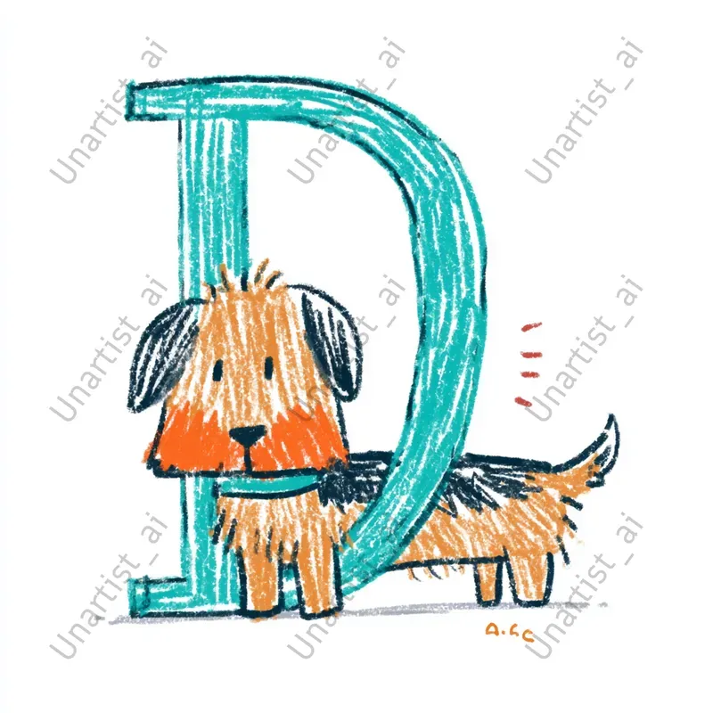 Childlike Crayon Alphabet Letter Art