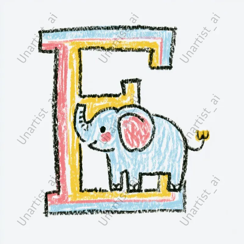 Childlike Crayon Alphabet Letter Art