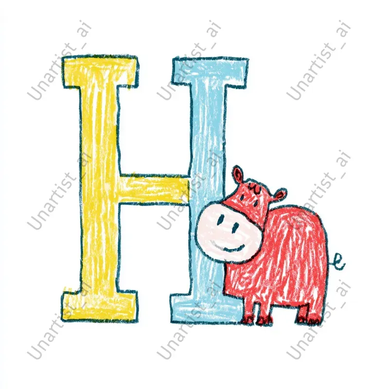 Childlike Crayon Alphabet Letter Art