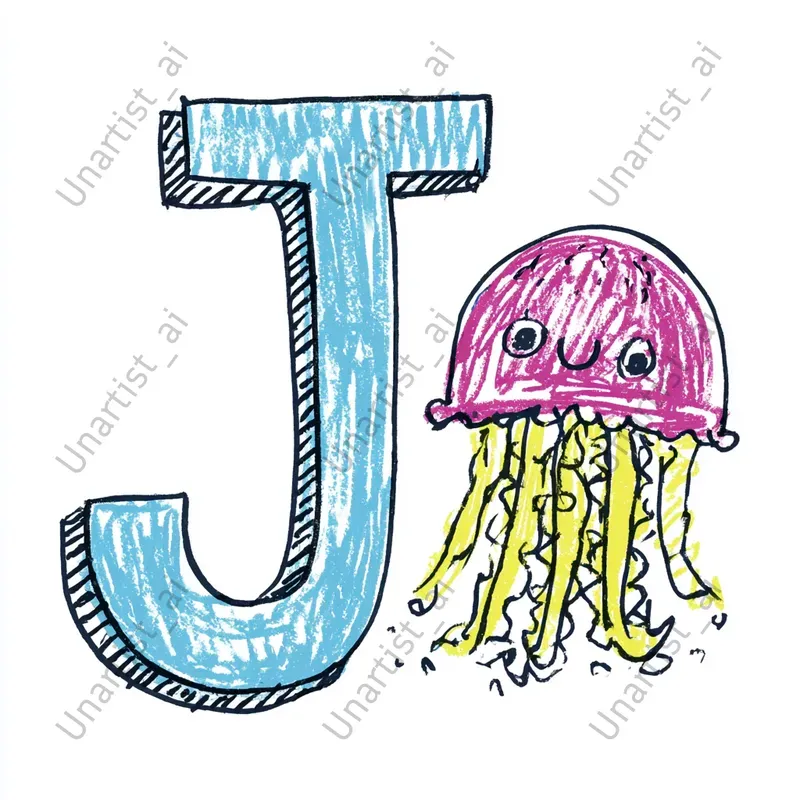 Childlike Crayon Alphabet Letter Art