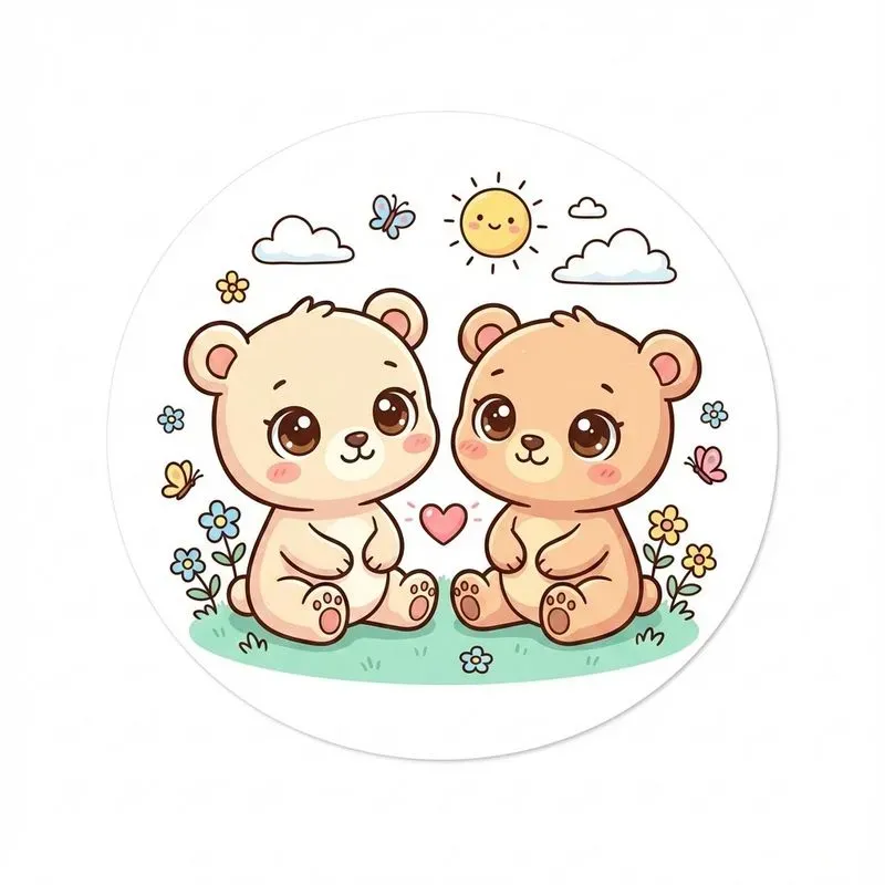 Cute Kawaii Animal Couple Illustrations