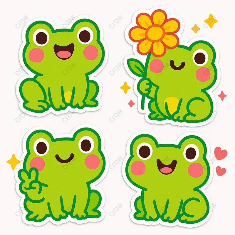 Cute Sticker Characters Vibrant Sets