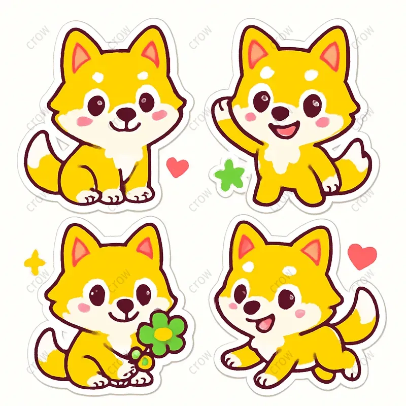 Cute Sticker Characters Vibrant Sets