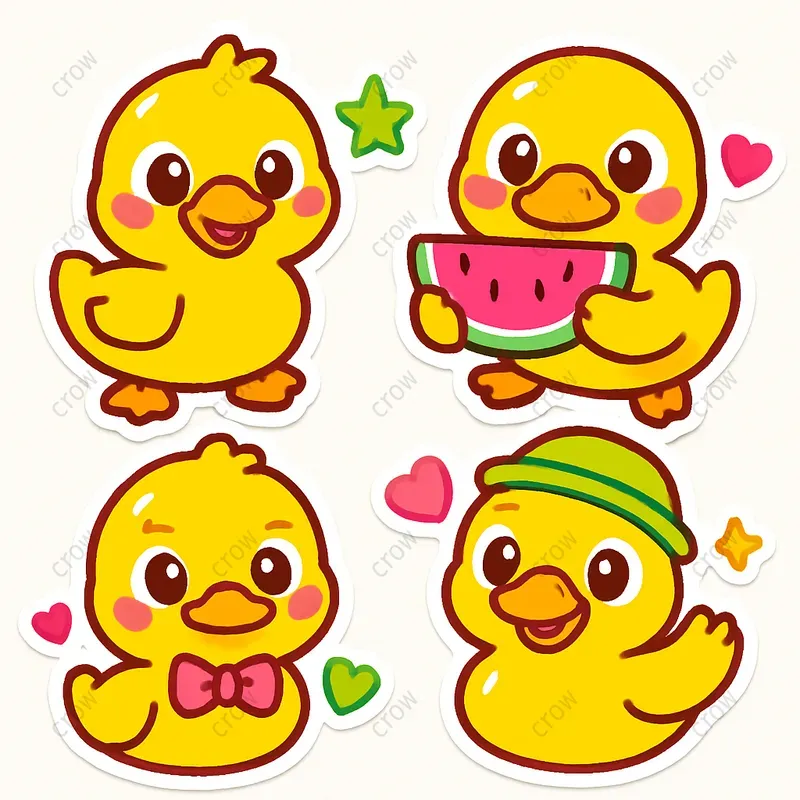 Cute Sticker Characters Vibrant Sets