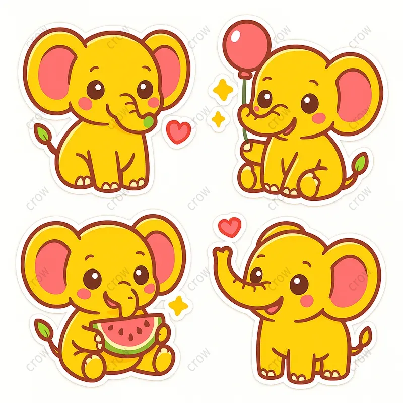 Cute Sticker Characters Vibrant Sets