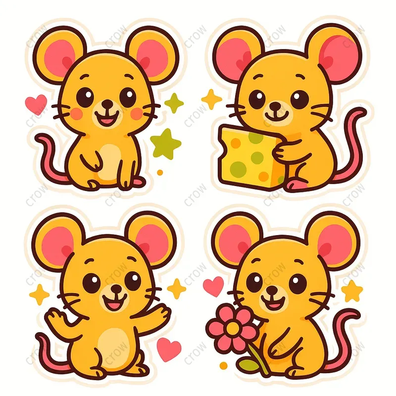 Cute Sticker Characters Vibrant Sets