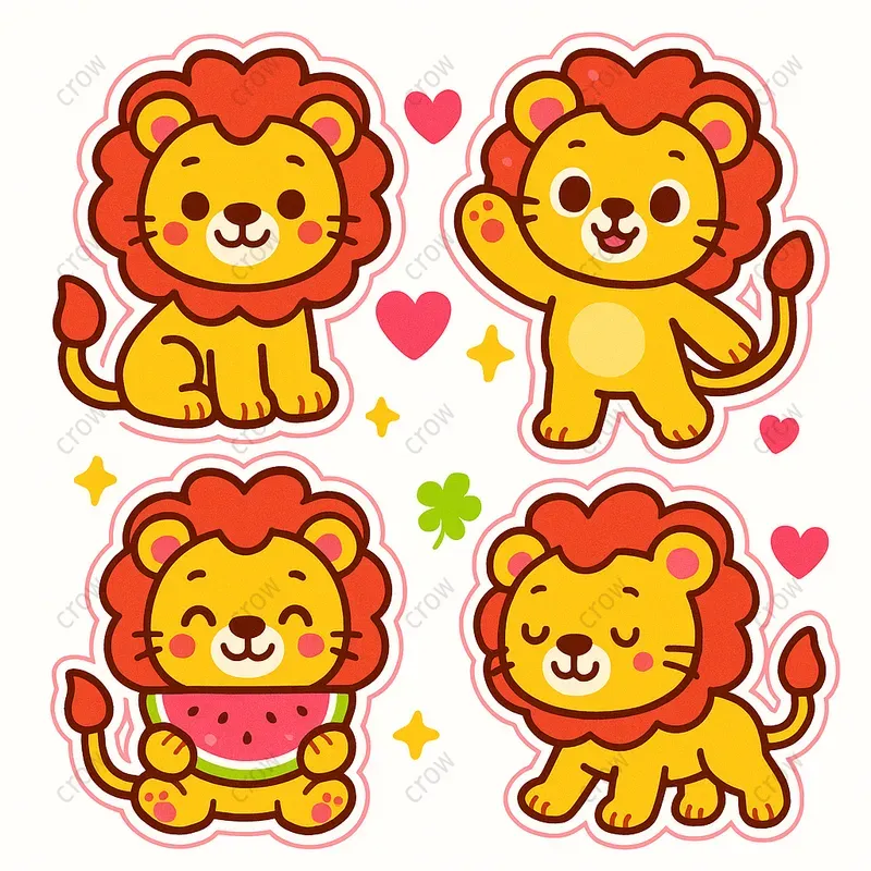 Cute Sticker Characters Vibrant Sets