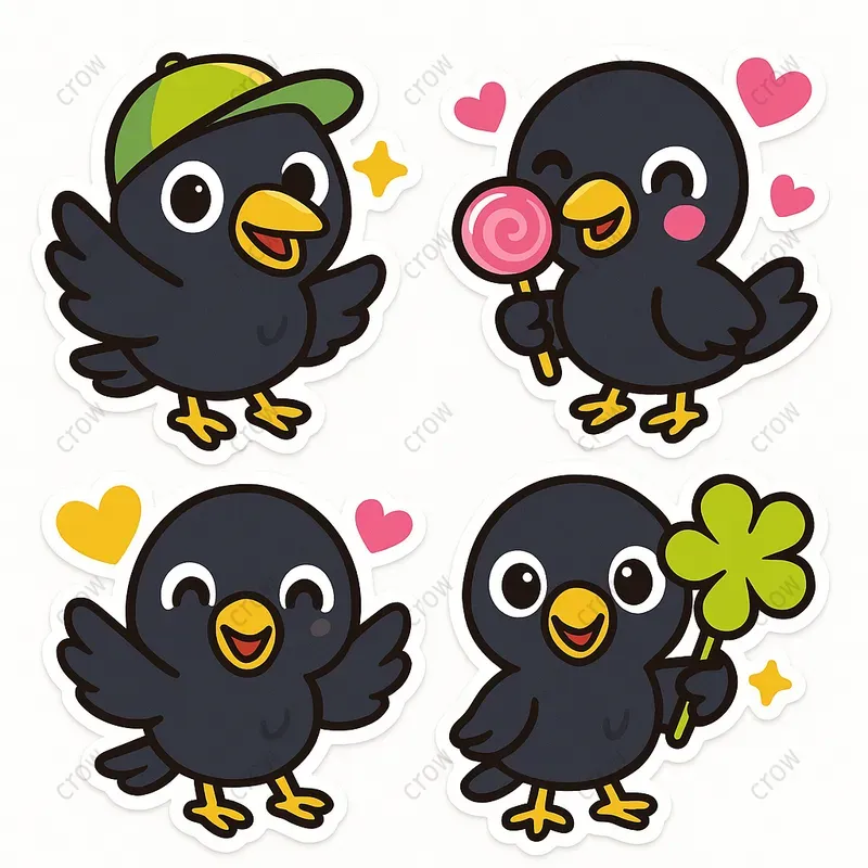 Cute Sticker Characters Vibrant Sets