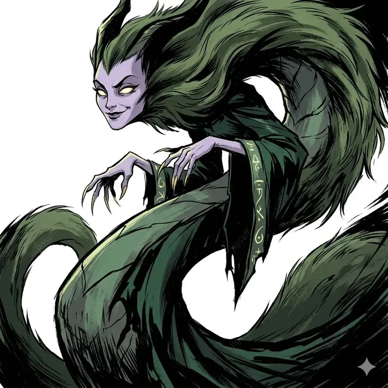 Stylized Ink Dark Fantasy Creature Art