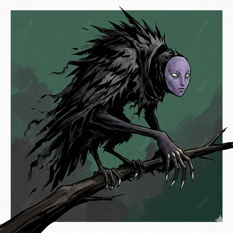 Stylized Ink Dark Fantasy Creature Art