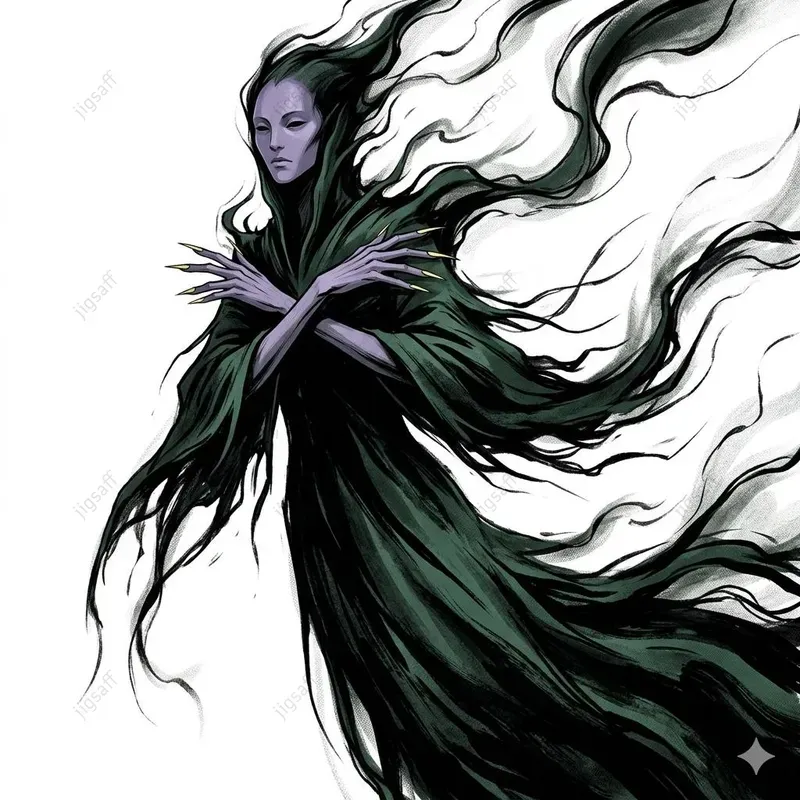 Stylized Ink Dark Fantasy Creature Art