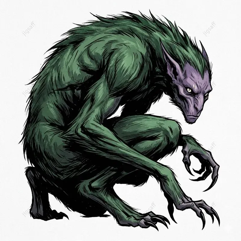 Stylized Ink Dark Fantasy Creature Art
