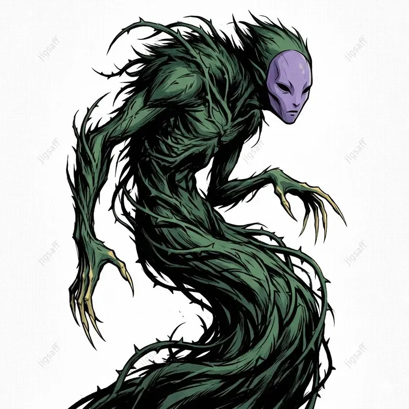 Stylized Ink Dark Fantasy Creature Art