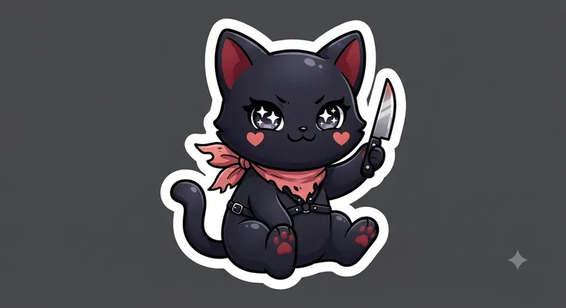 Kawaii Goth Pod Merch Sticker Engines