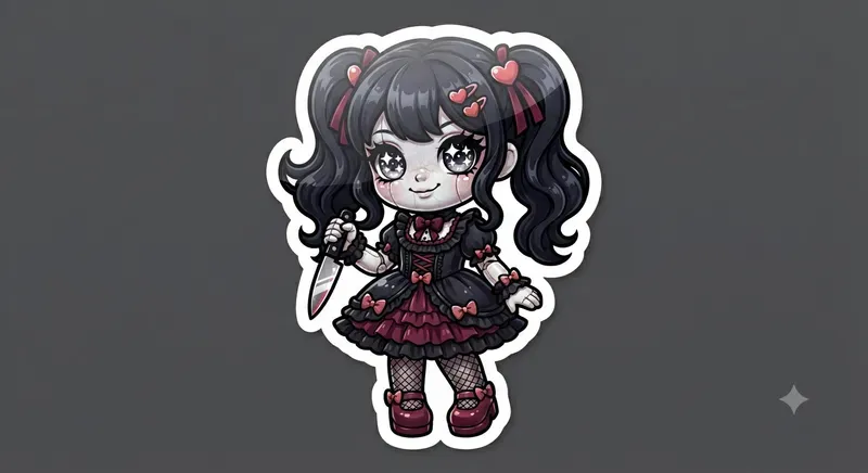 Kawaii Goth Pod Merch Sticker Engines