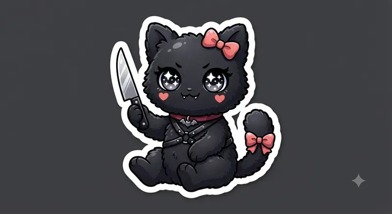 Kawaii Goth Pod Merch Sticker Engines