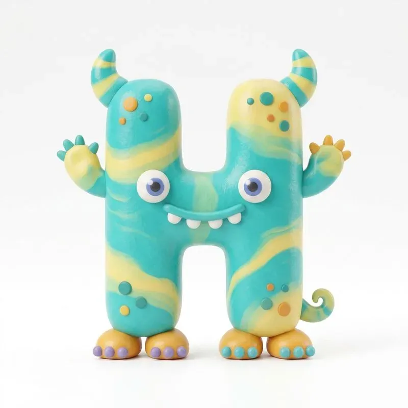 3D Clay Monster Alphabet Typographs