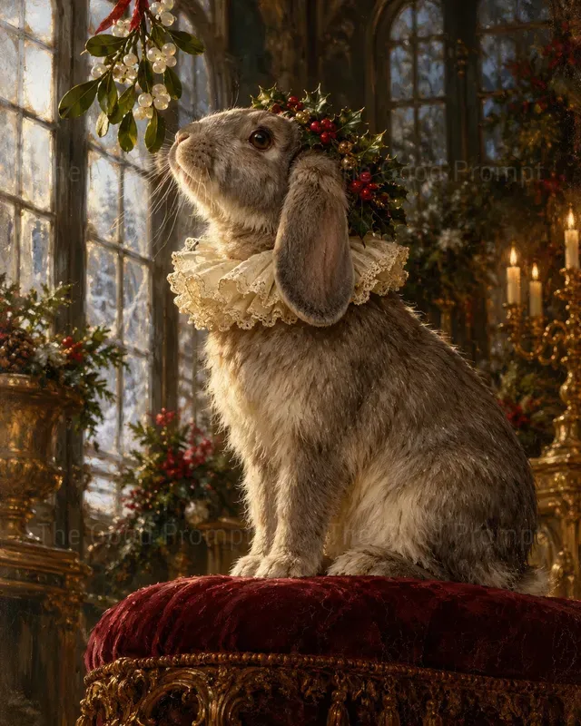 Regal Christmas Pet Oil Portrait Art
