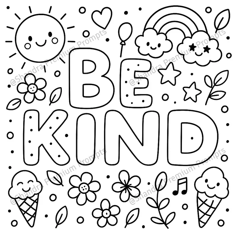 Cute Motivational Text Coloring Pages
