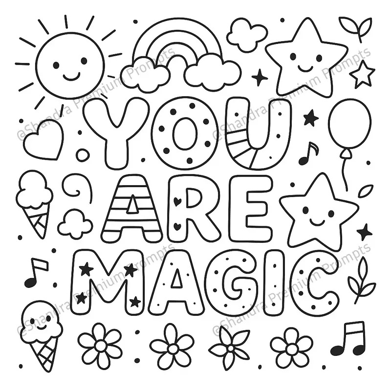 Cute Motivational Text Coloring Pages