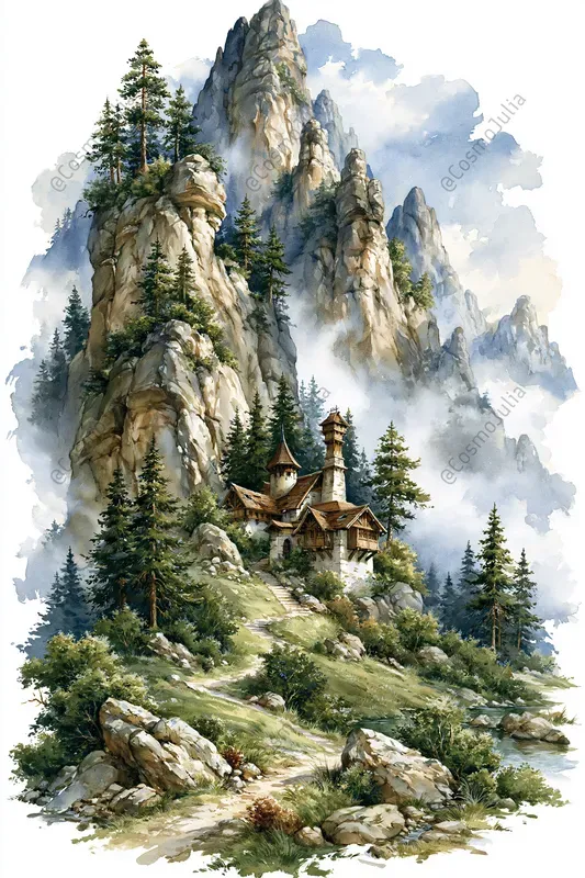 Medieval Storybook Watercolor Landscapes