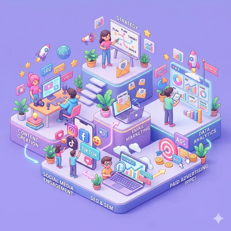 3D Isometric Social Media Illustrations