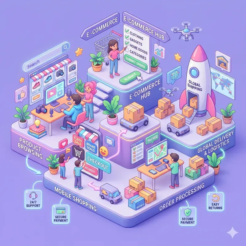 3D Isometric Social Media Illustrations