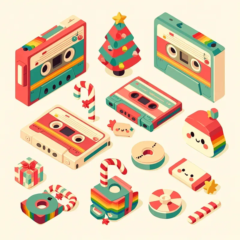 Retro Toy Christmas Stickers