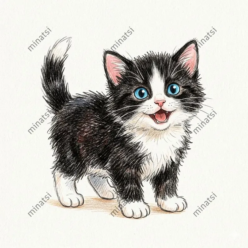 Colored Pencil Kitten Illustrations