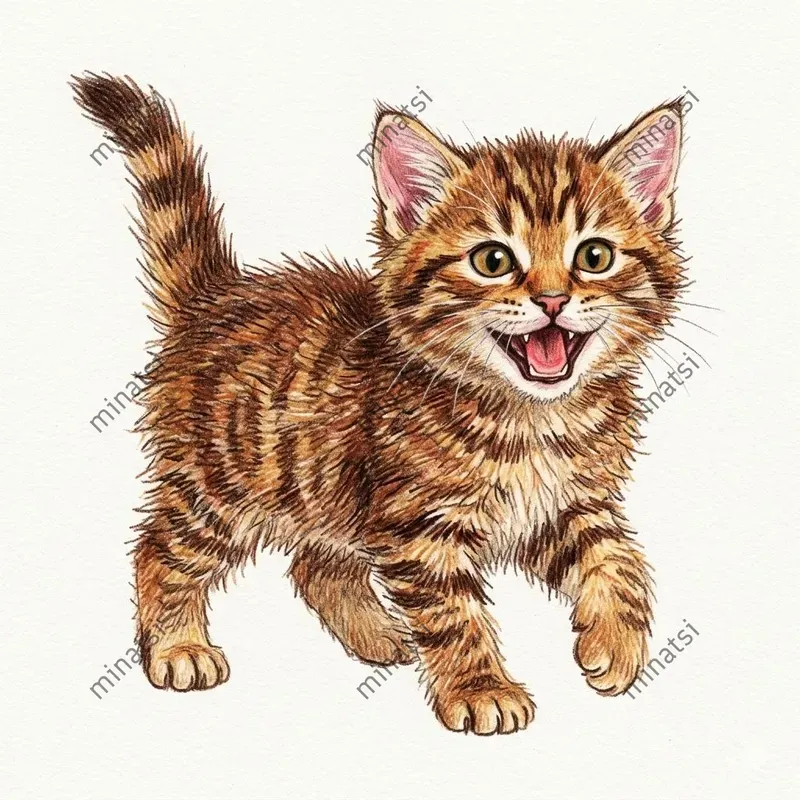 Colored Pencil Kitten Illustrations
