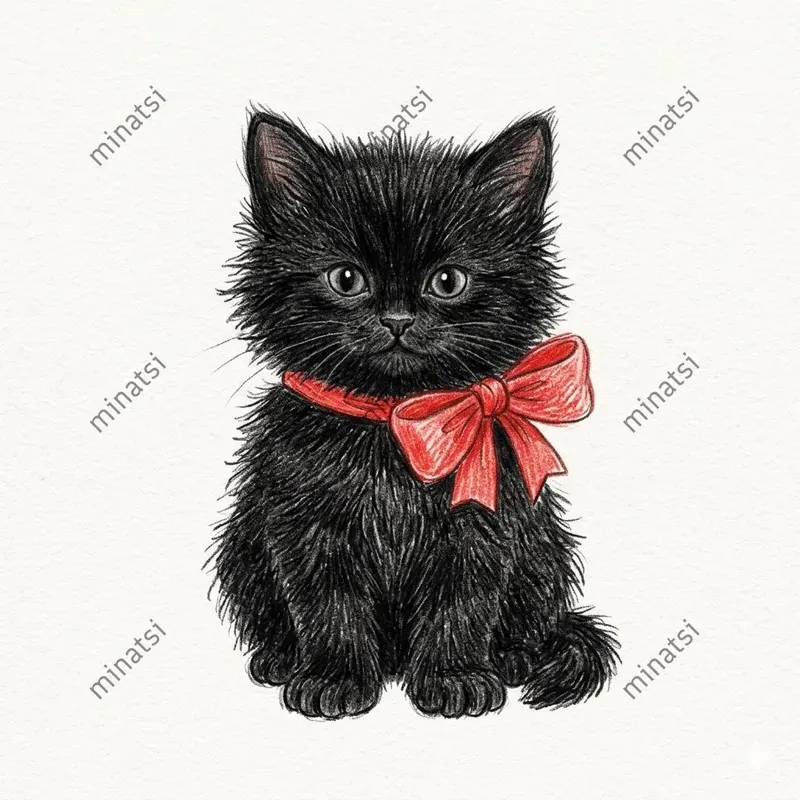 Colored Pencil Kitten Illustrations