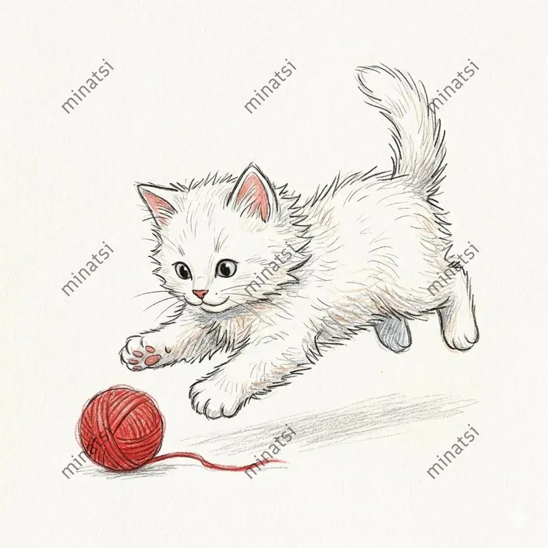 Colored Pencil Kitten Illustrations
