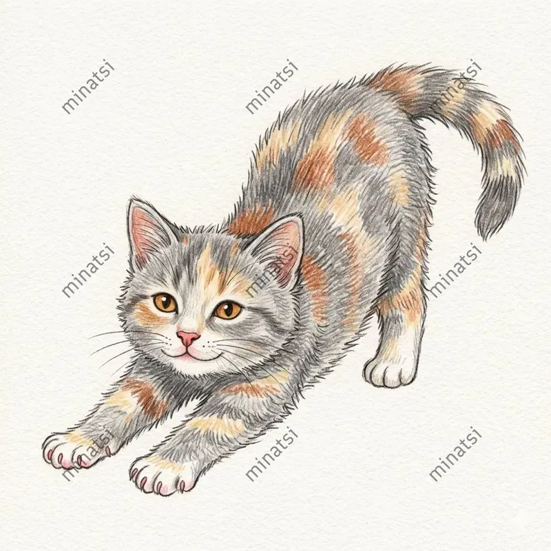 Colored Pencil Kitten Illustrations