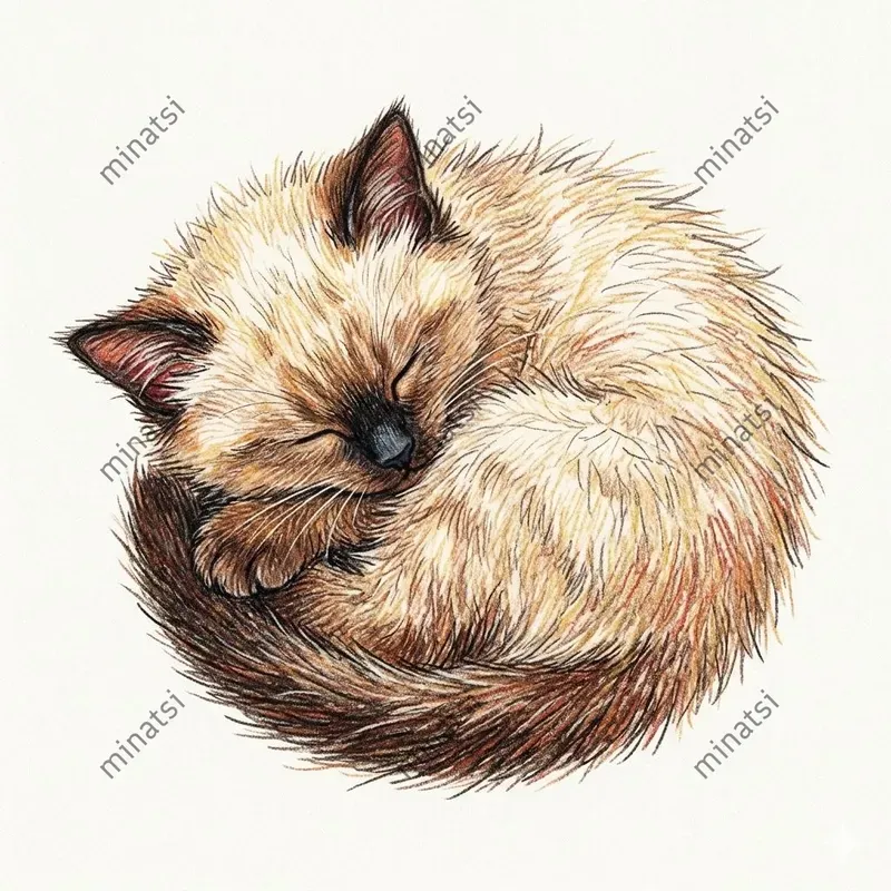 Colored Pencil Kitten Illustrations