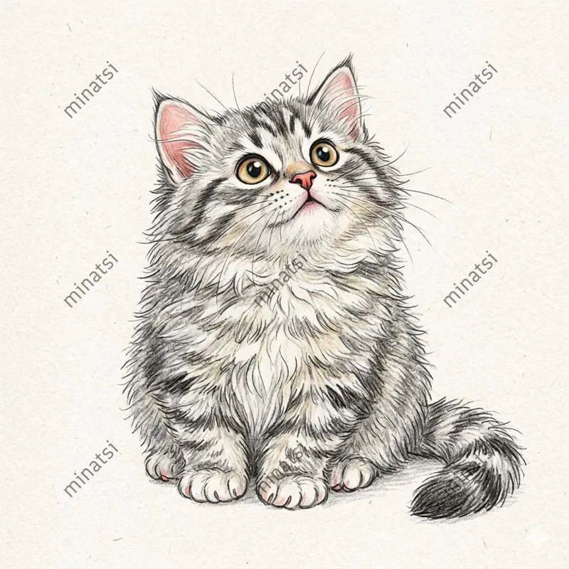 Colored Pencil Kitten Illustrations