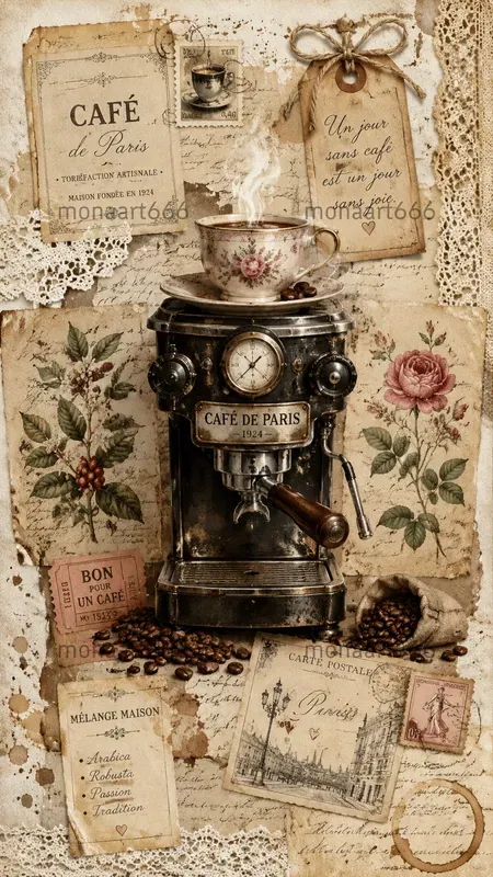 Romantic Coffee Junk Journal Ephemera