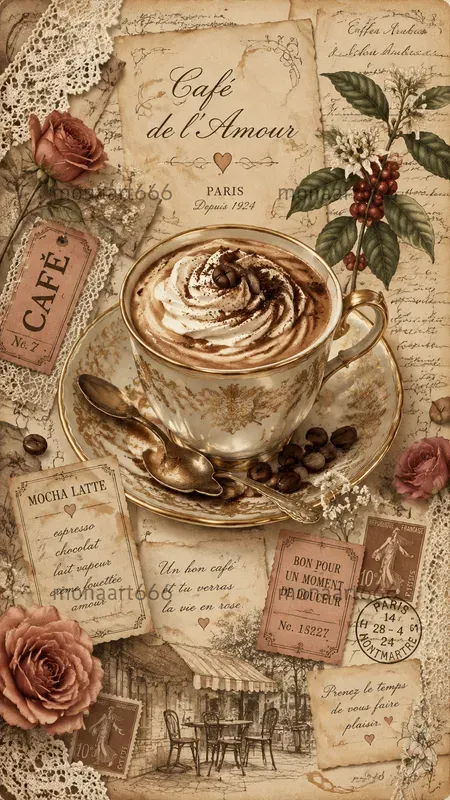 Romantic Coffee Junk Journal Ephemera