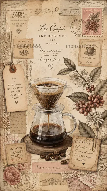 Romantic Coffee Junk Journal Ephemera