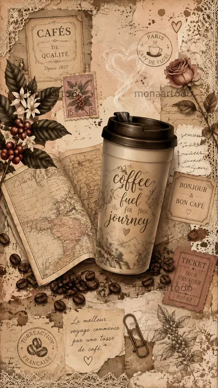 Romantic Coffee Junk Journal Ephemera