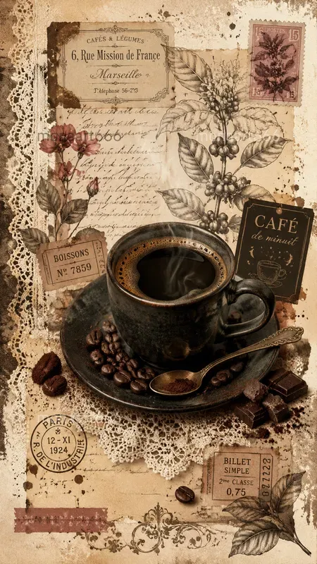Romantic Coffee Junk Journal Ephemera