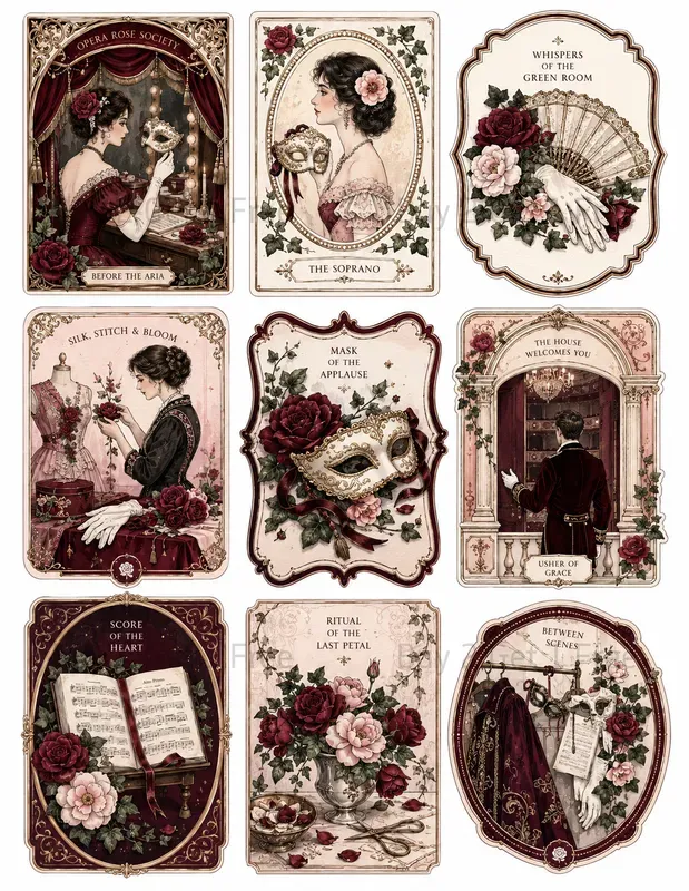Framed Floral Ephemera Cards