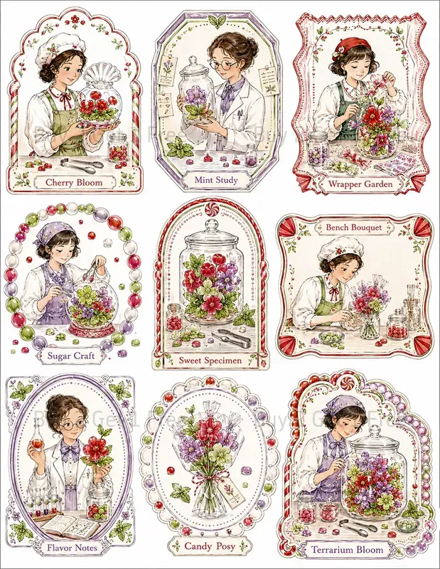 Framed Floral Ephemera Cards
