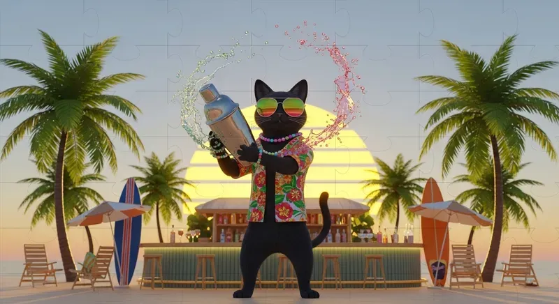 Anthropomorphic 3D Cat Scenes