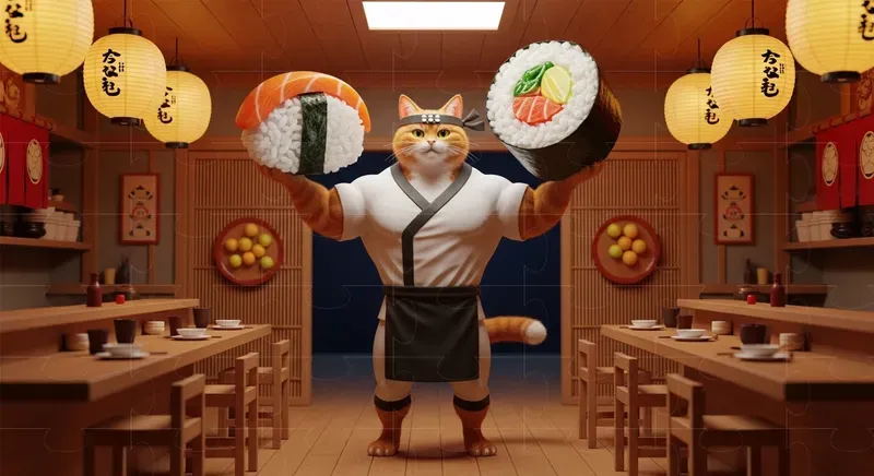 Anthropomorphic 3D Cat Scenes