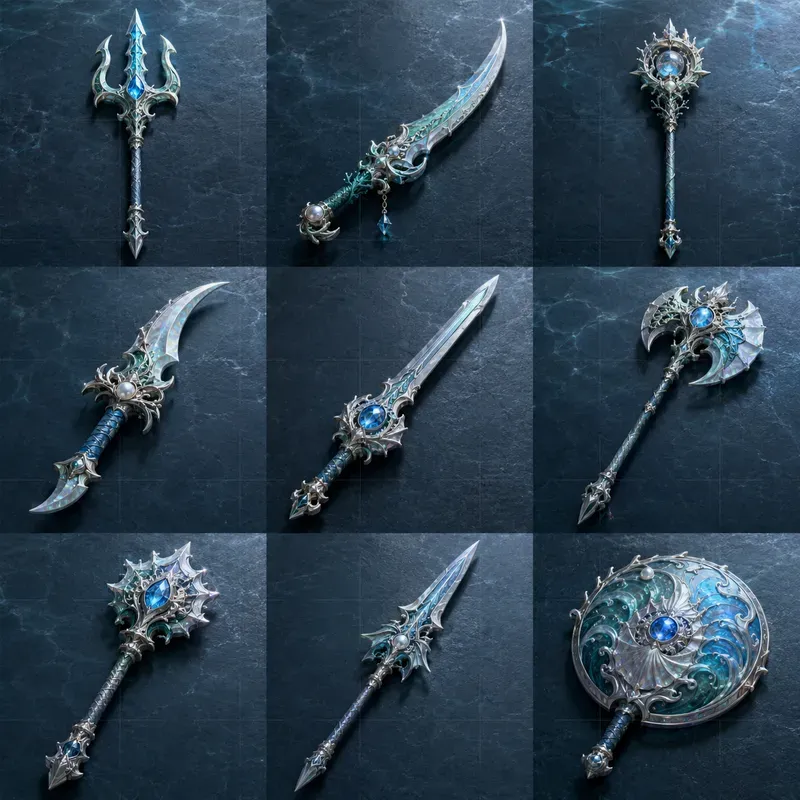 Realistic 3D Game Weapon Grid Set Sheets