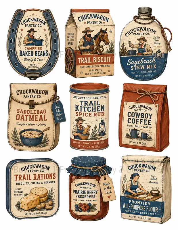 Western Retro Food Packaging Ephemera
