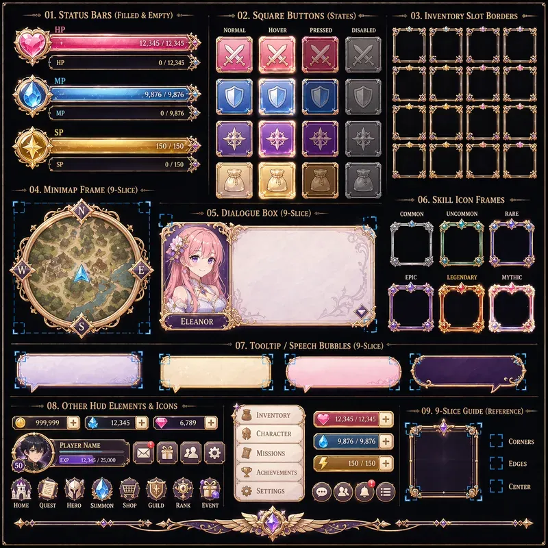 Game UI Hud Element Design Kits