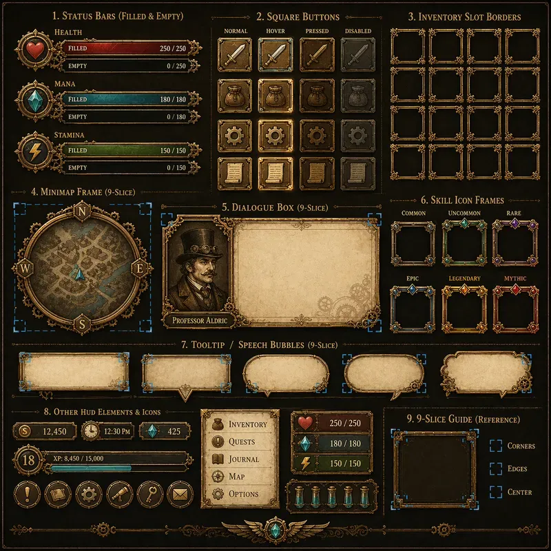 Game UI Hud Element Design Kits